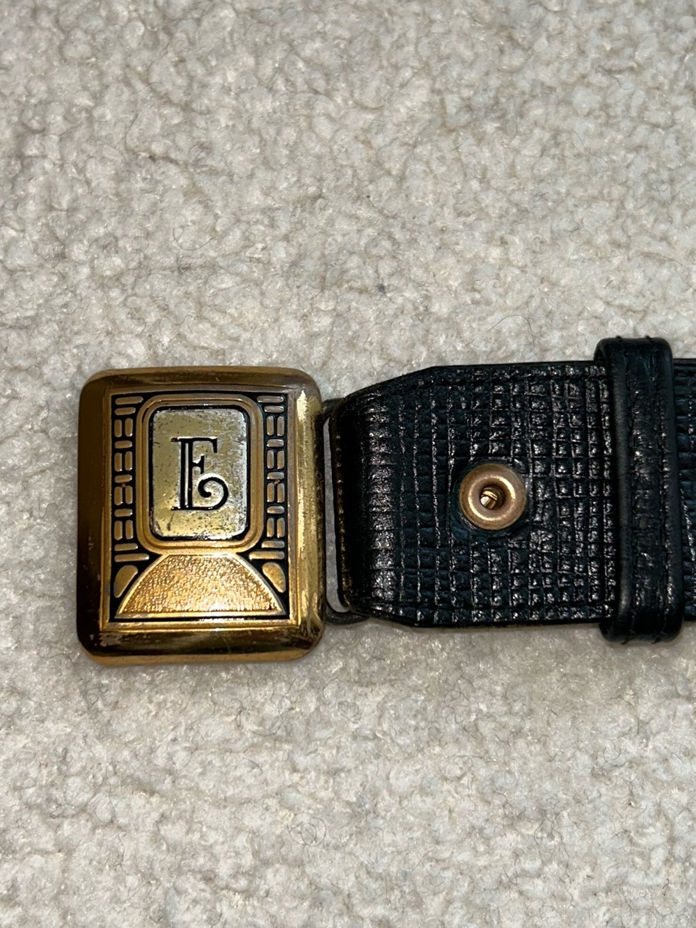 Vintage Hickok bronze slide belt Buckle with Sterling Silver Inlay “E” Monogram